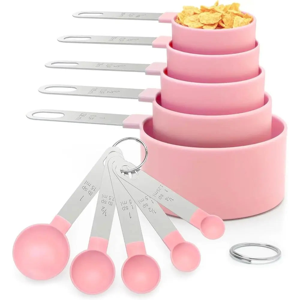 Measuring Cups And Spoons Set With Stackable Stainless Steel Handles