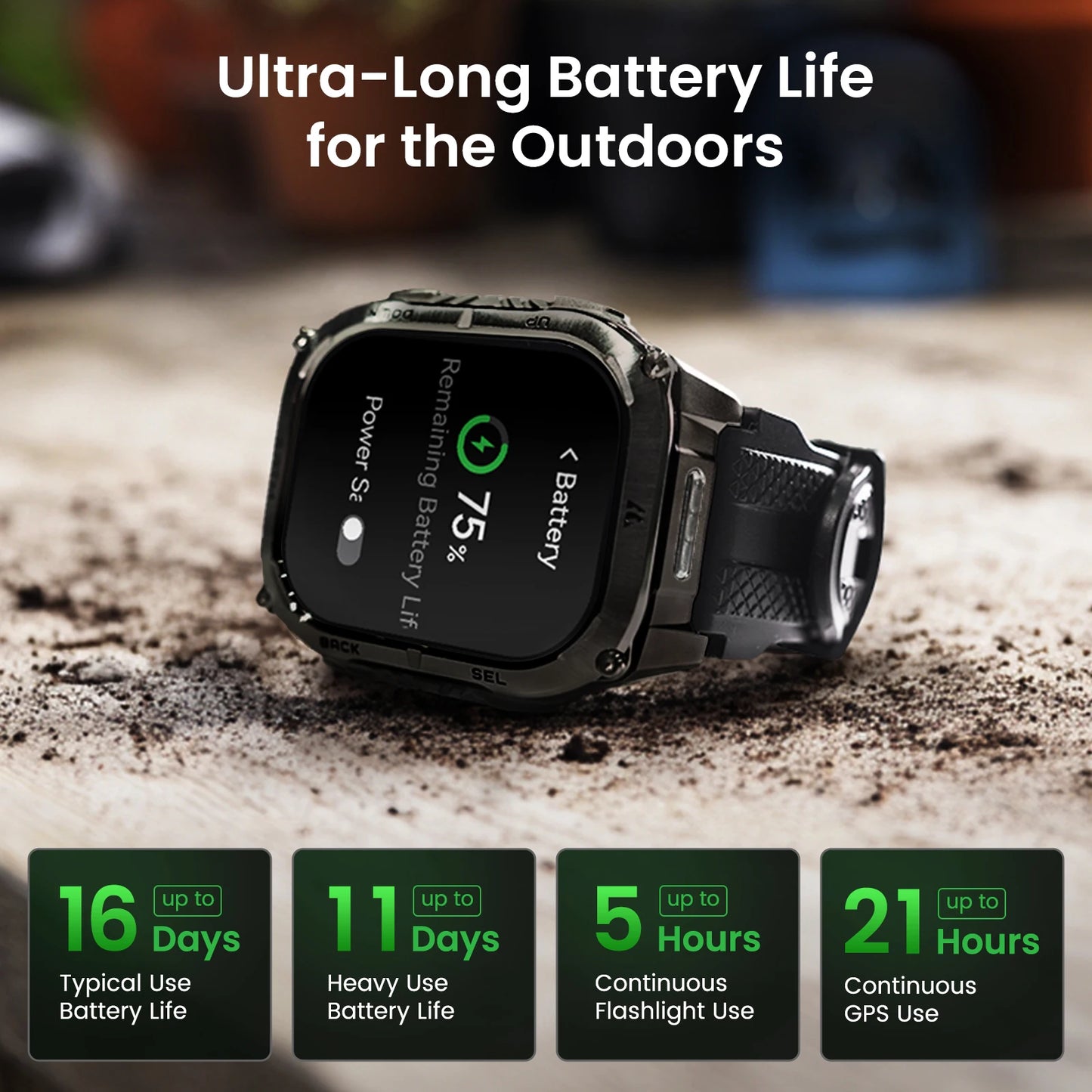 Kospe Tank M4C Rugged Smartwatch With GPS And Flashlight