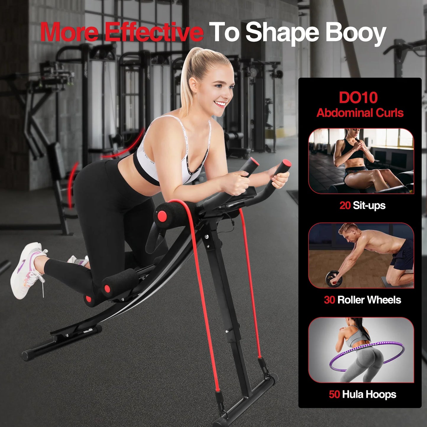 GIKPAL Foldable Ab Machine For Core And Ab Workout LCD