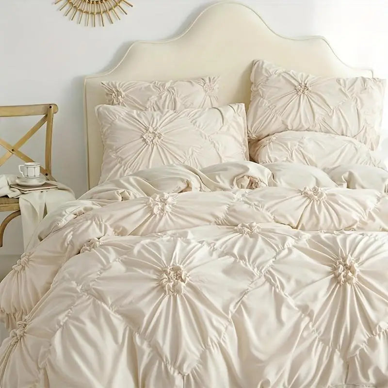 Bohemian Rhomboid Plaid Quilt Cover Set With Duvet And Pillowcases