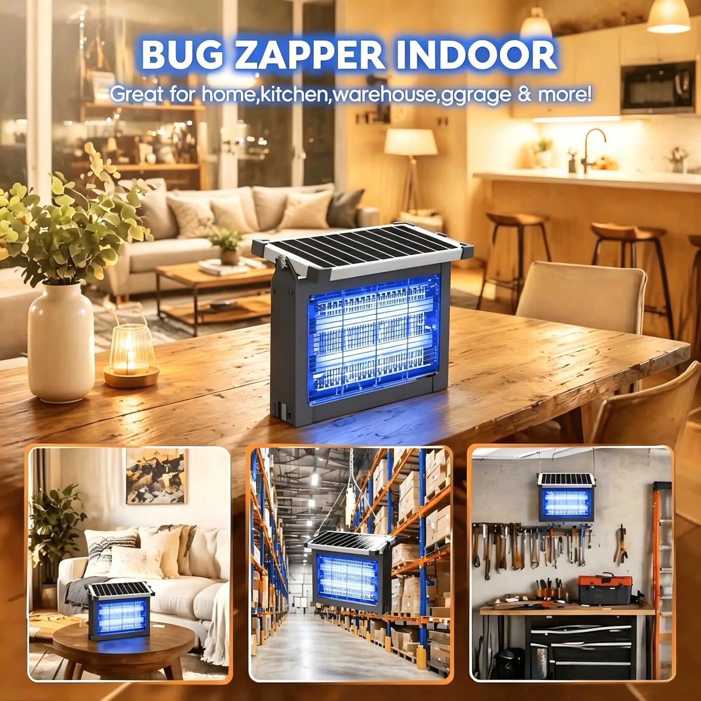 Solar Bug Zapper 4500V Waterproof Outdoor Mosquito Trap For Garden