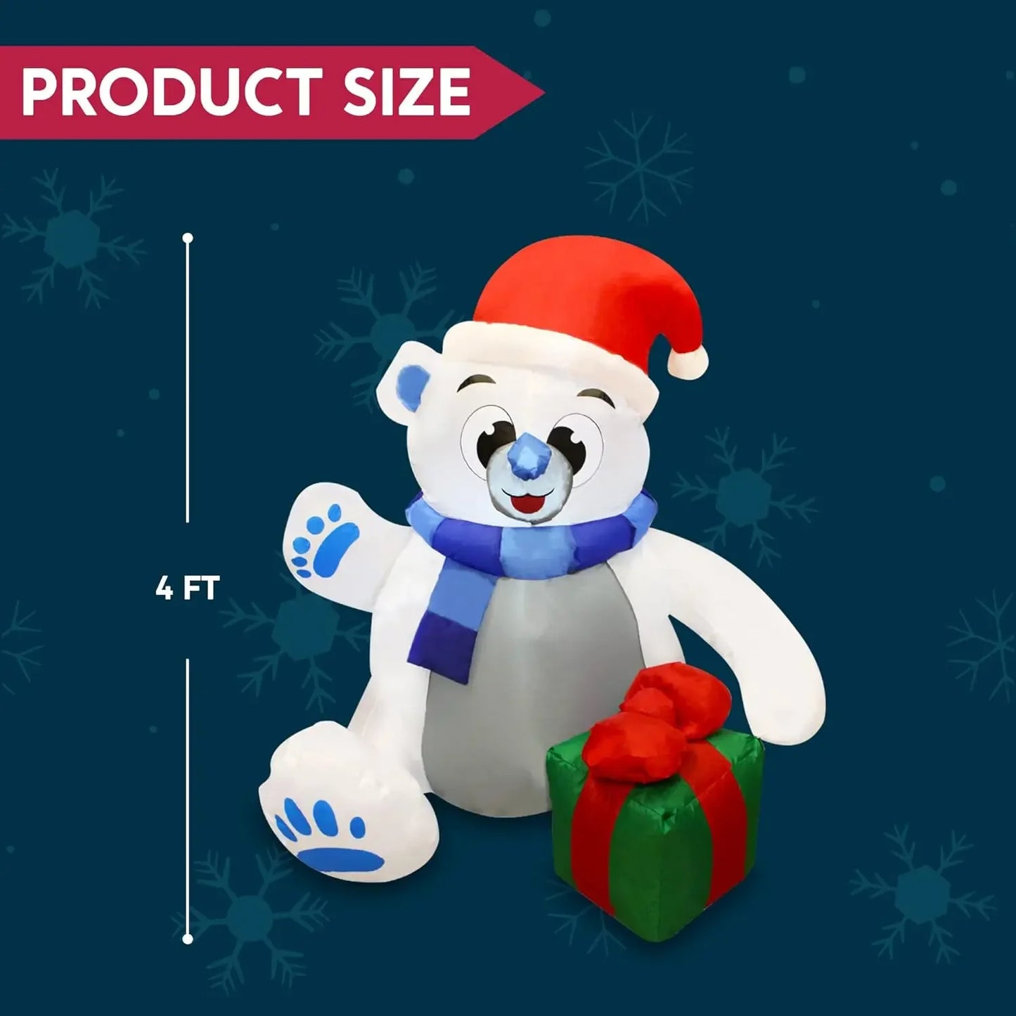 Joyfy Polar Bear LED Christmas Inflatable Outdoor Decoration