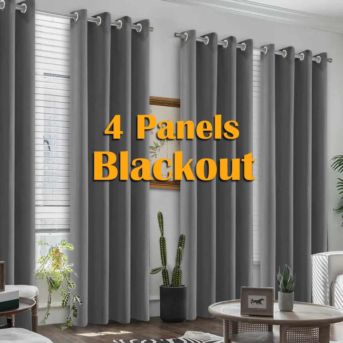 4-Piece Blackout Curtains Heat Insulated For Bedroom And Living Room