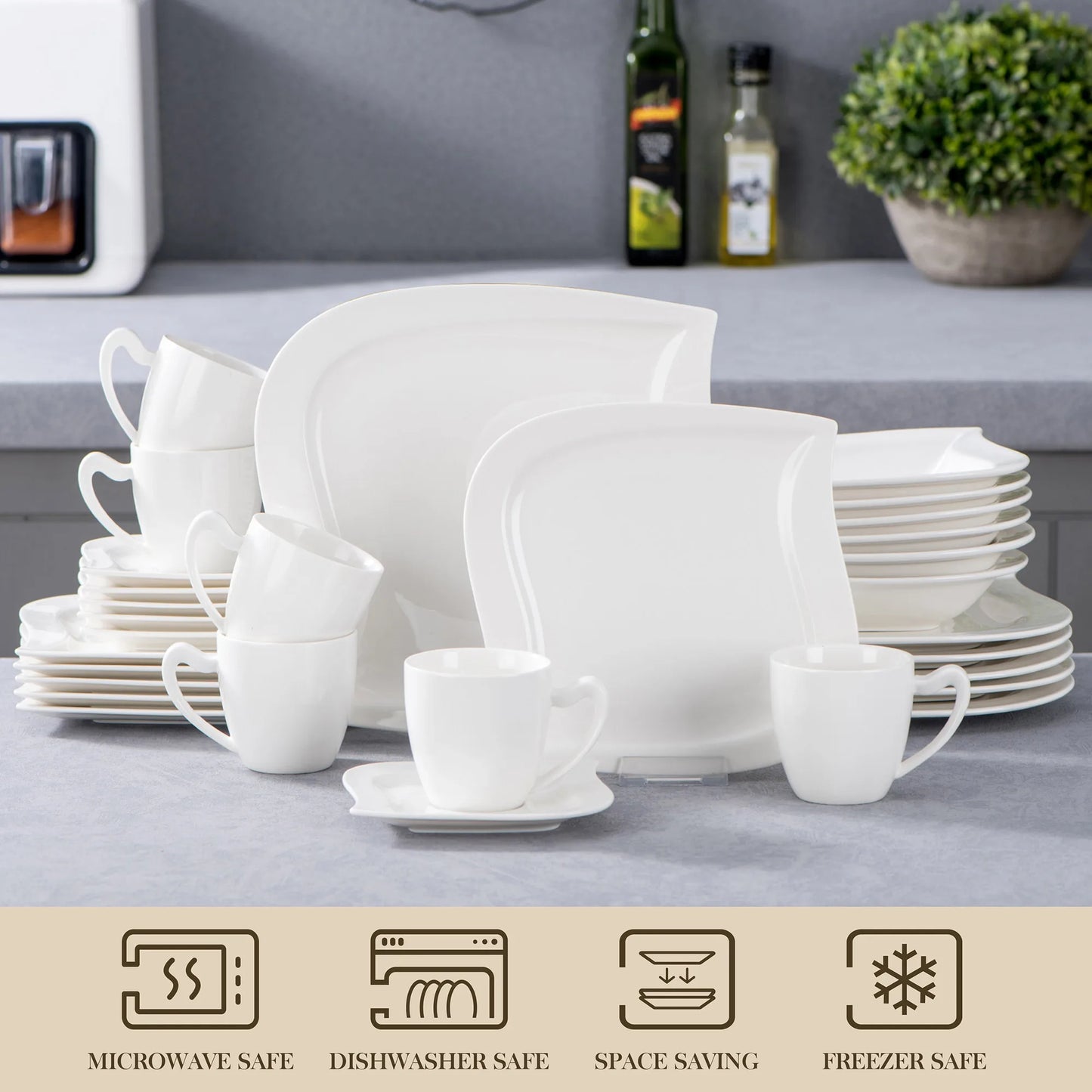 MALACASA Porcelain Dinnerware Set For 6 And 12 Service