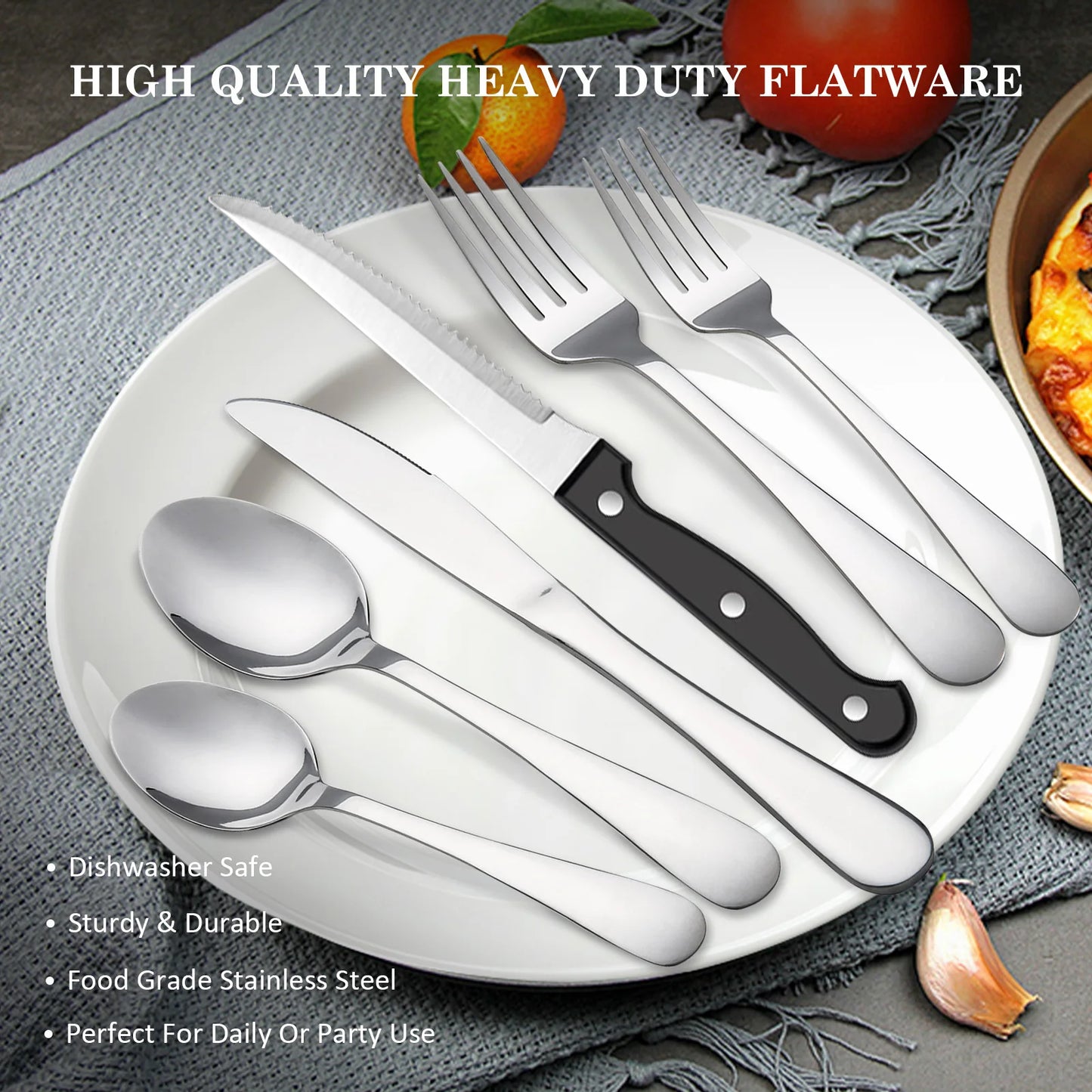 HanSmart 24 Piece Stainless Steel Flatware Set Service For 4