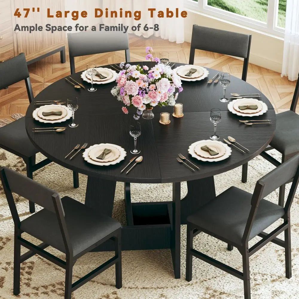 Round Dining Table Set For Six With Six Chairs For Kitchen Use
