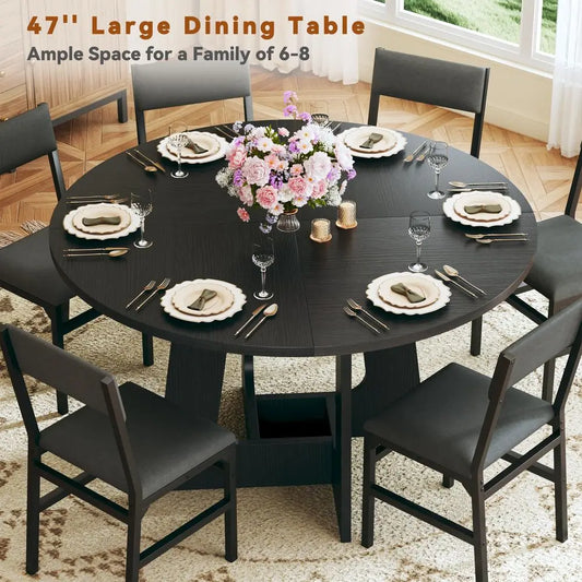 Round Dining Table Set For Six With Six Chairs For Kitchen Use