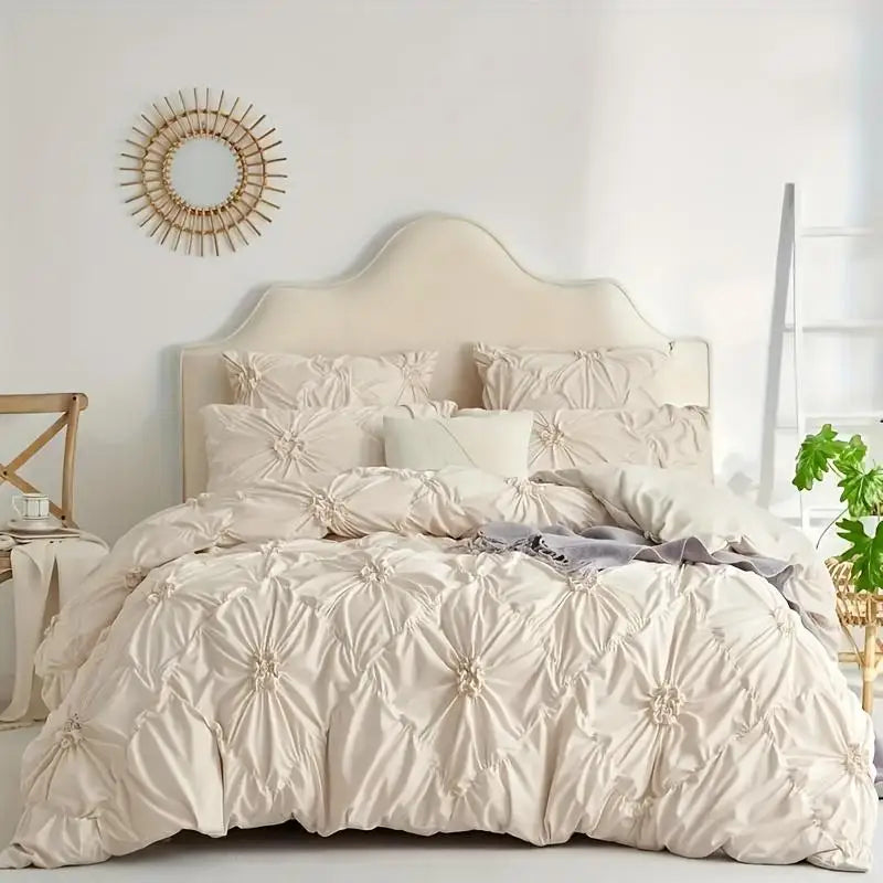 Bohemian Rhomboid Plaid Quilt Cover Set With Duvet And Pillowcases