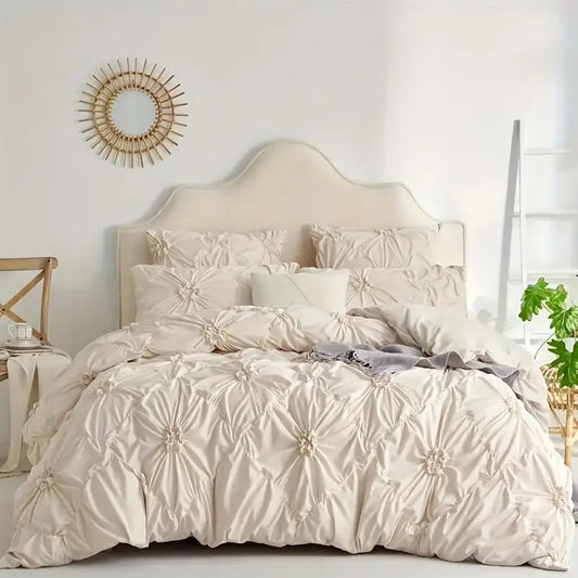 Bohemian Rhomboid Plaid Quilt Cover Set With Duvet And Pillowcases