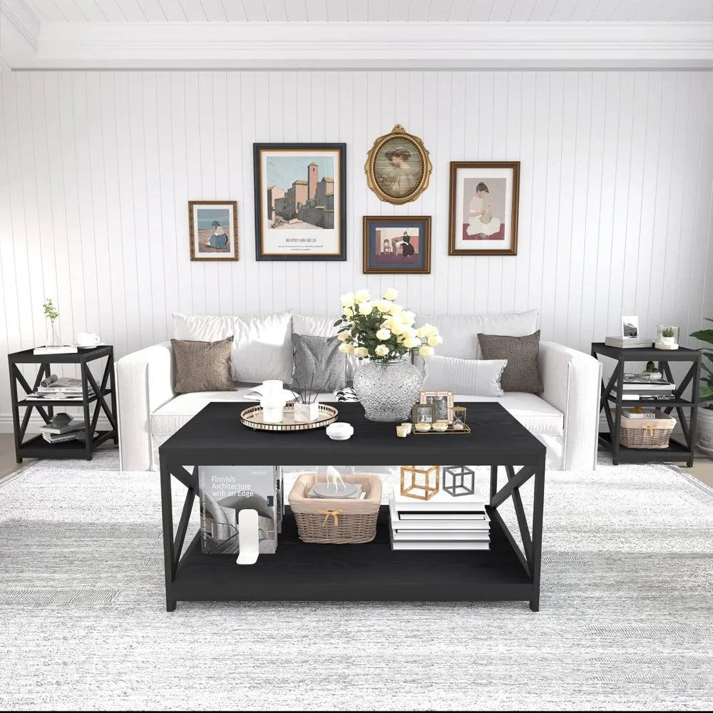Industrial X-Design Coffee Table Set Of 3 For Living Room