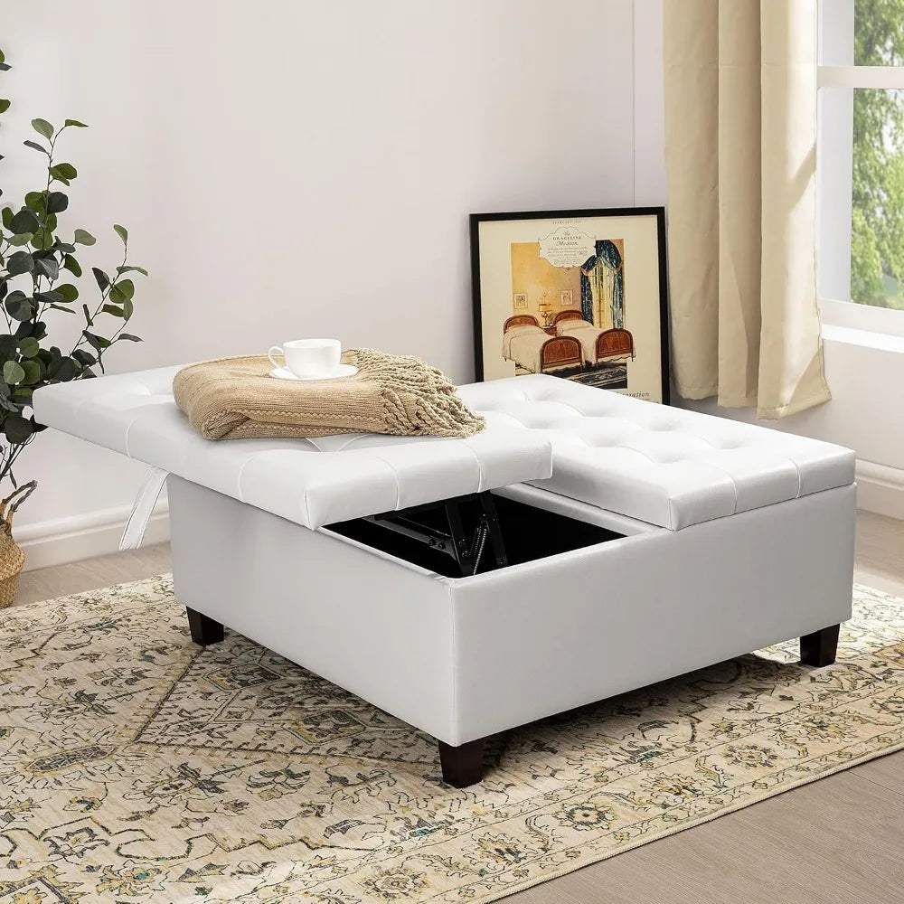 DAFIFY Leather Storage Ottoman Coffee Table With Lift-Top