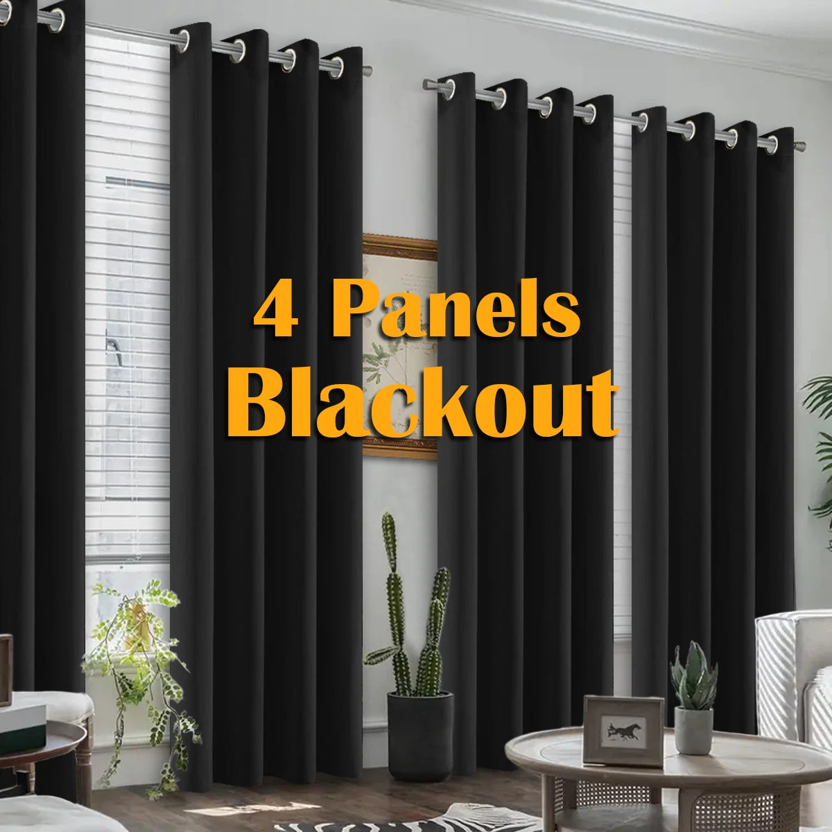 4-Piece Blackout Curtains Heat Insulated For Bedroom And Living Room