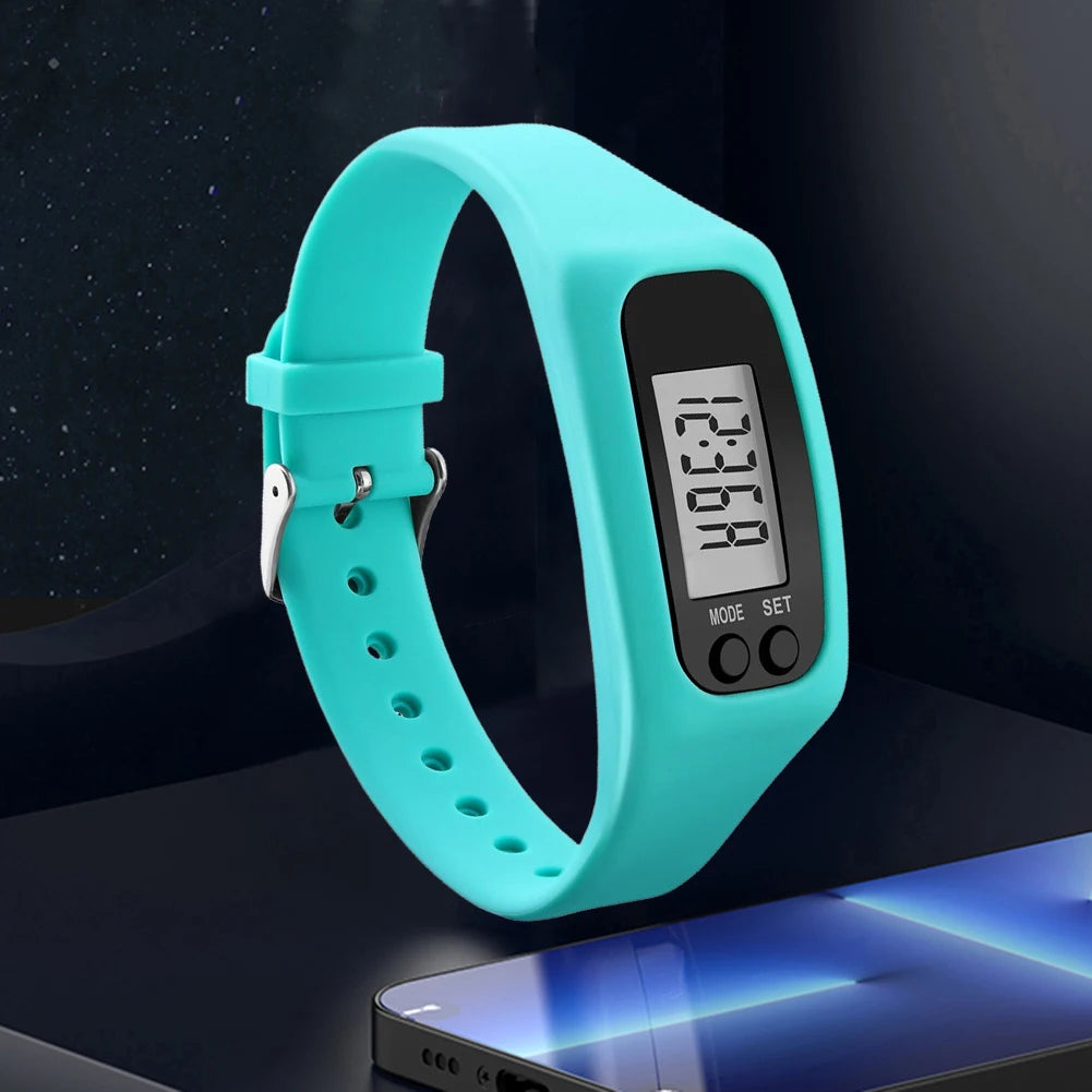 LED Pedometer Bracelet With 12 Hour 24H Time Display