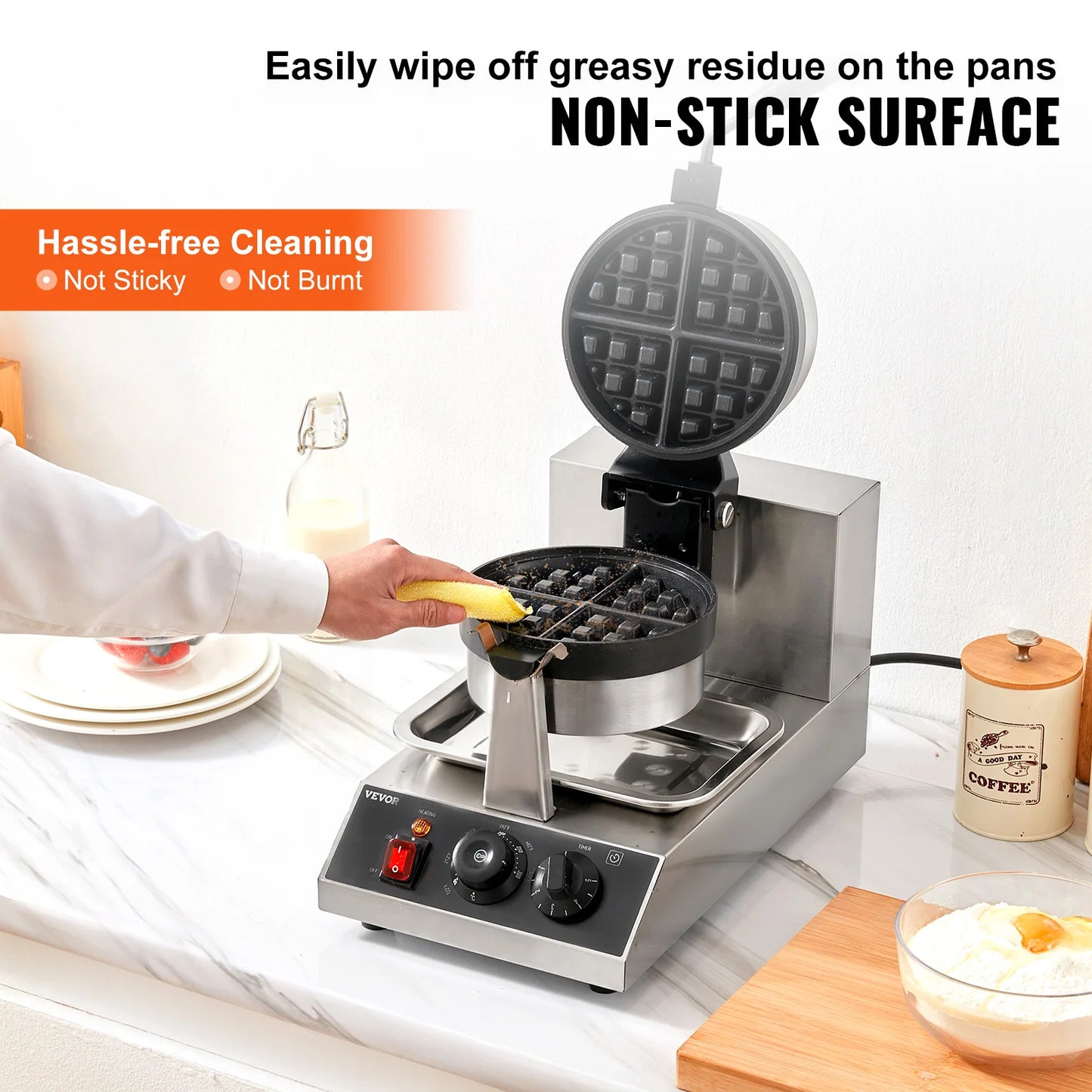 SucceBuy Electric Waffle Maker Stainless Steel Nonstick Waffle Iron
