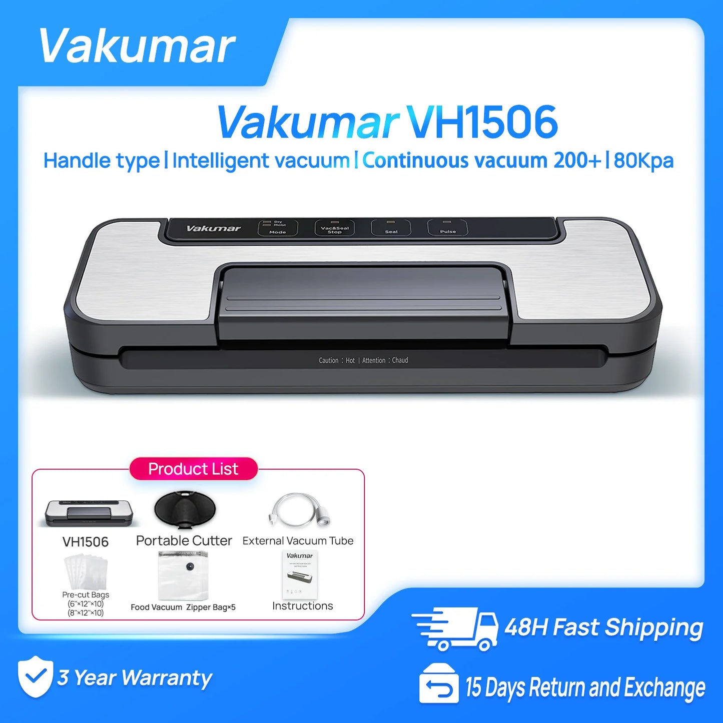 Vakumar VH1506 Vacuum Sealer Machine Sous Vide With Automatic Operation