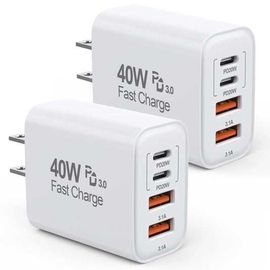 Sanprio 40W 4-Port USB Wall Charger With PD QC Fast