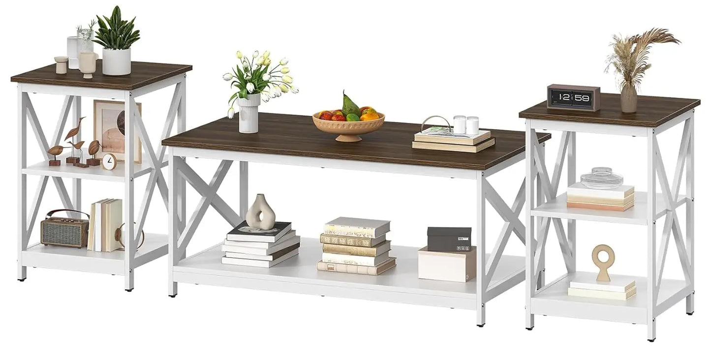 Industrial X-Design Coffee Table Set Of 3 For Living Room