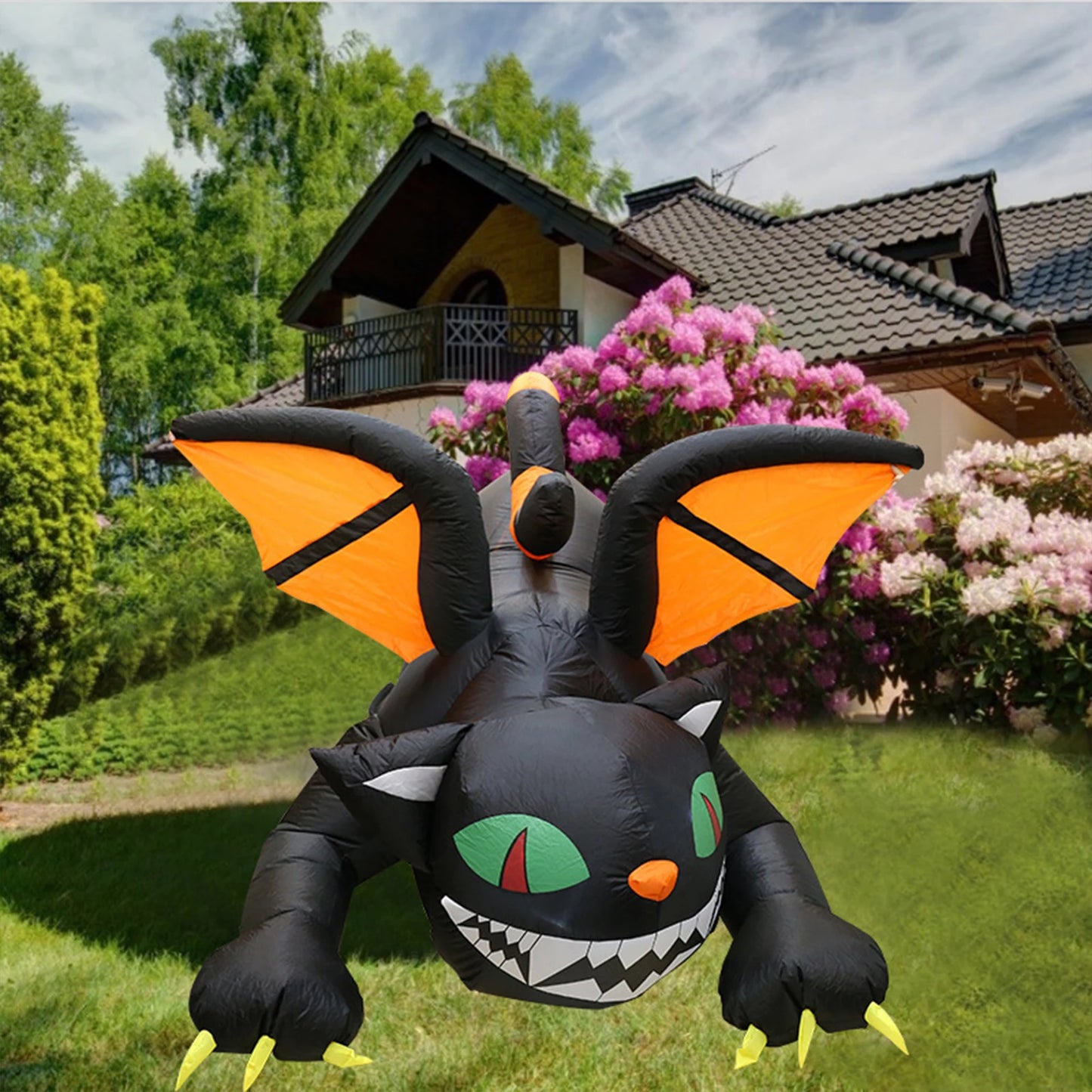 Halloween Cat Inflatable With Built-In LED Light For Outdoor Decor