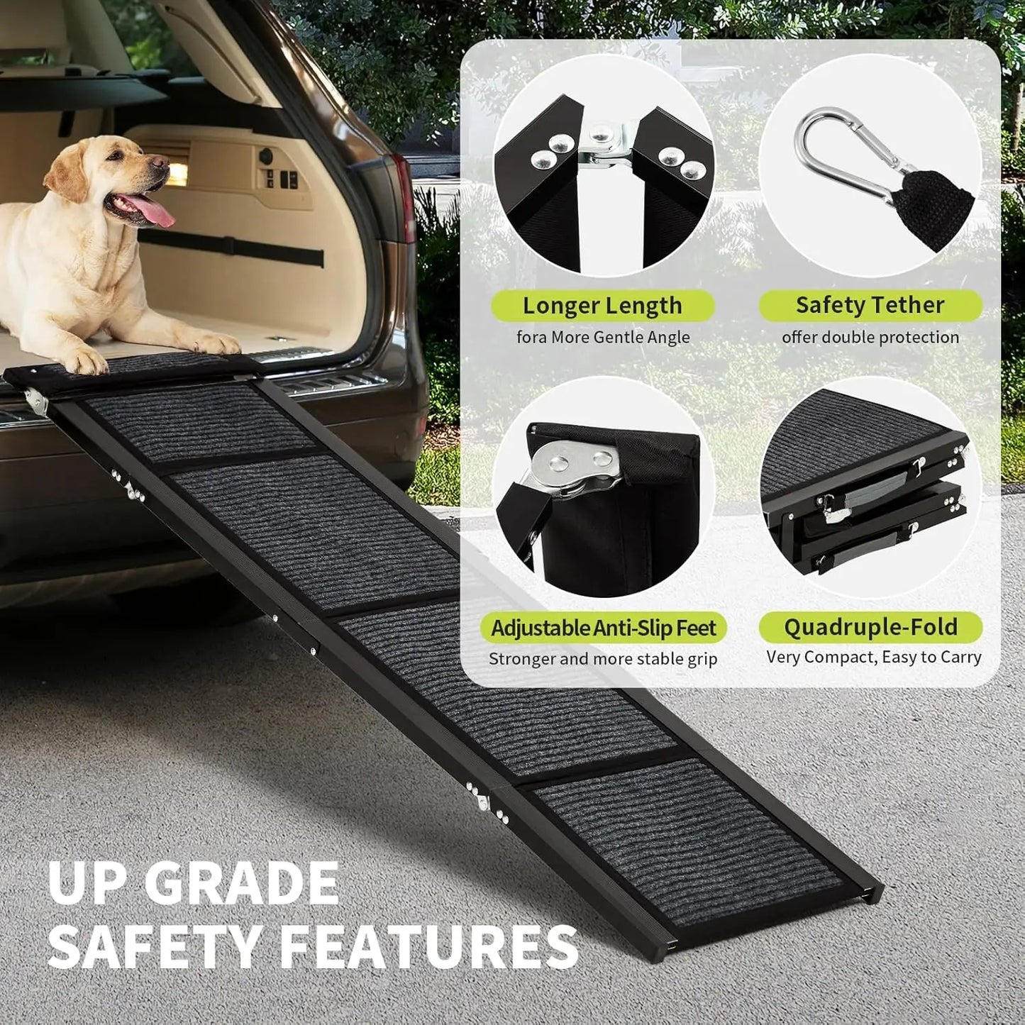 HiMISS Upgraded Car Dog Ramp Folding Non Slip Surface