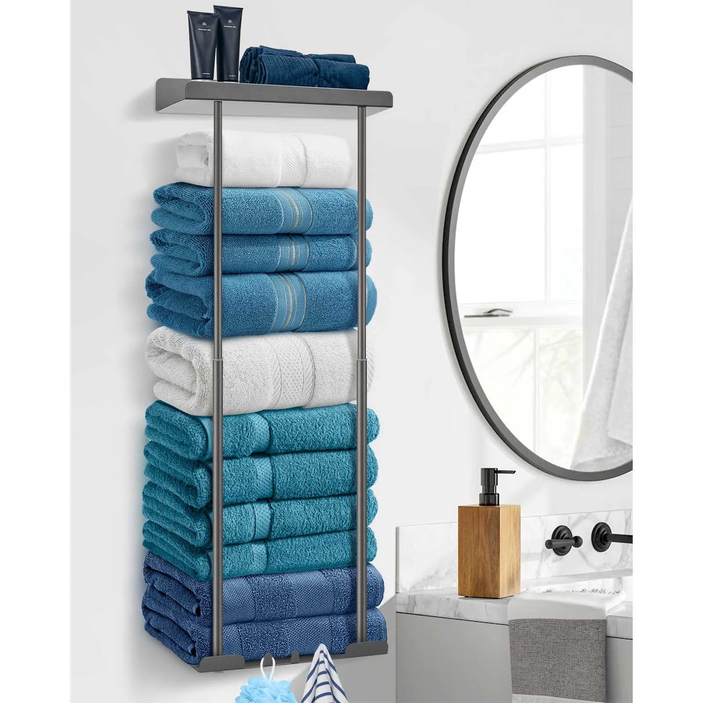 Stainless Steel Double Towel Rack Wall Mounted Bathroom Holder