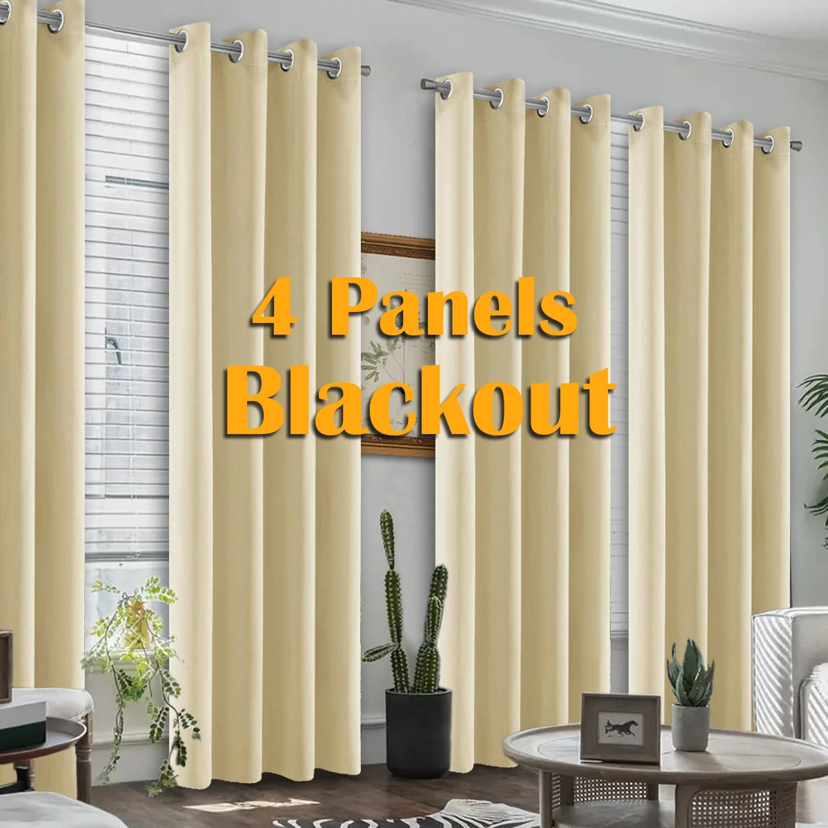 4-Piece Blackout Curtains Heat Insulated For Bedroom And Living Room