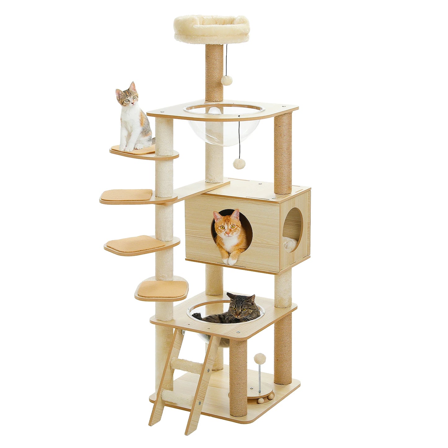 PAWZ Ro Multilevel Cat Tree Wood Tower With Scratching Posts