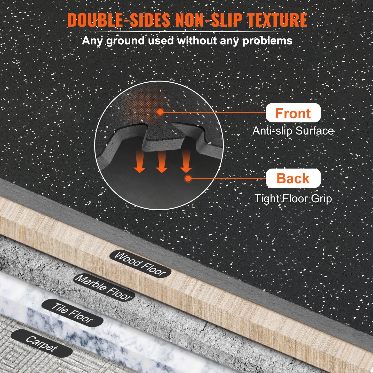 SucceBuy Interlocking Gym Floor Mats EVA Rubber Top