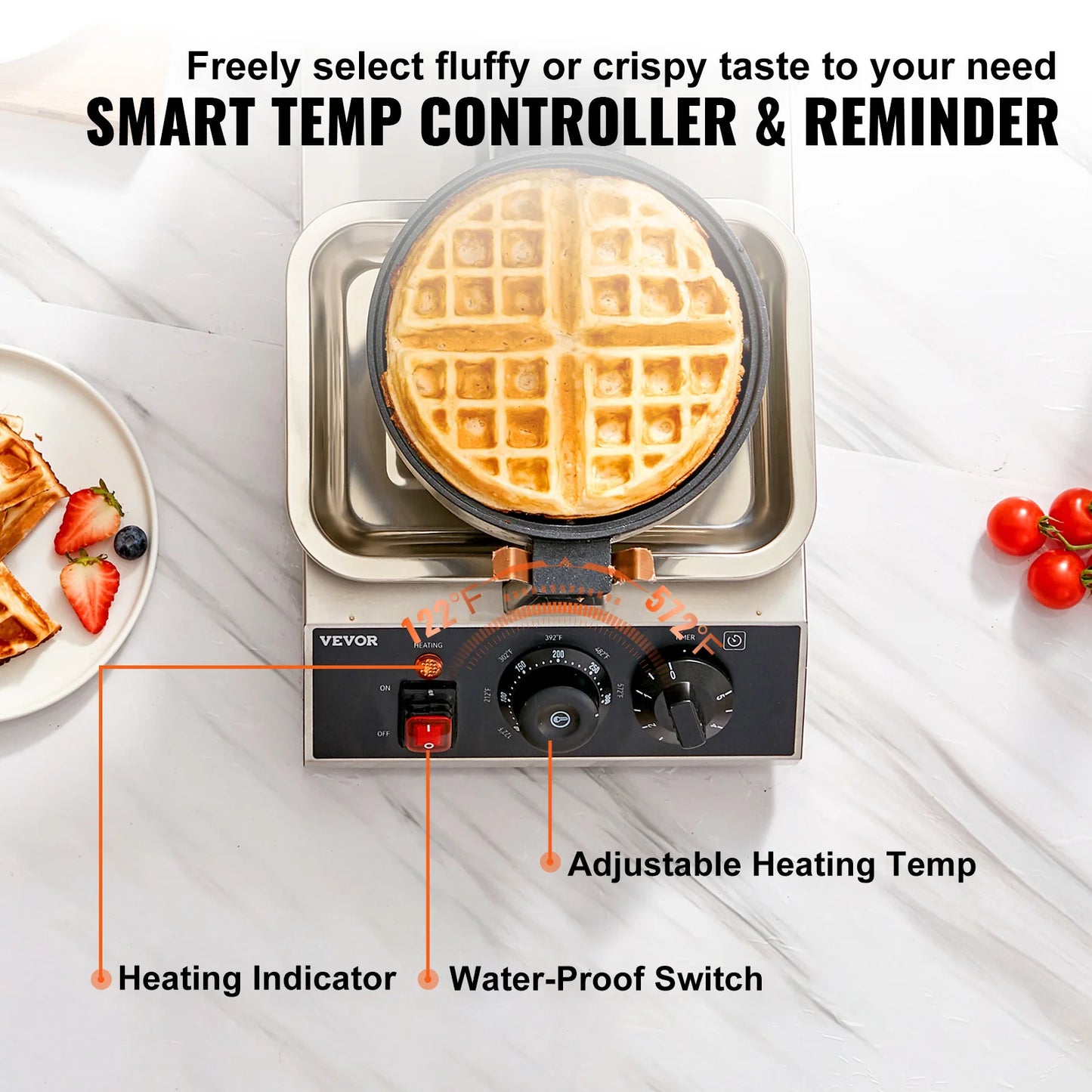 SucceBuy Electric Waffle Maker Stainless Steel Nonstick Waffle Iron