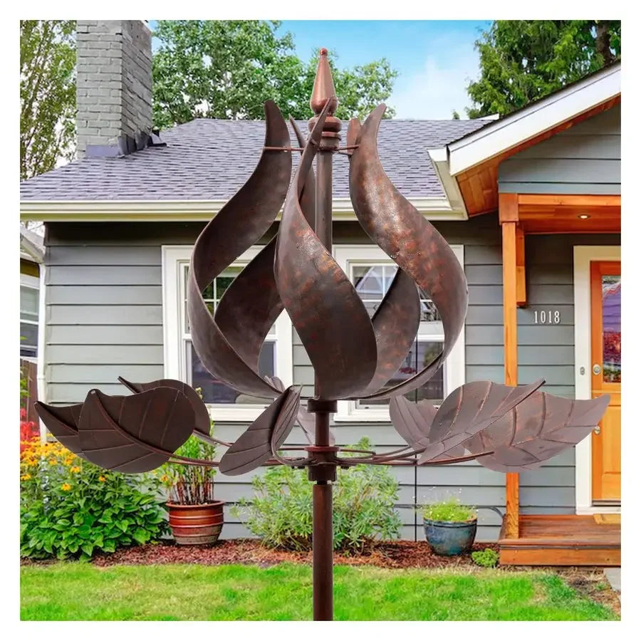 XMSJ Outdoor Tulip Metal Wind Spinners Garden Decor