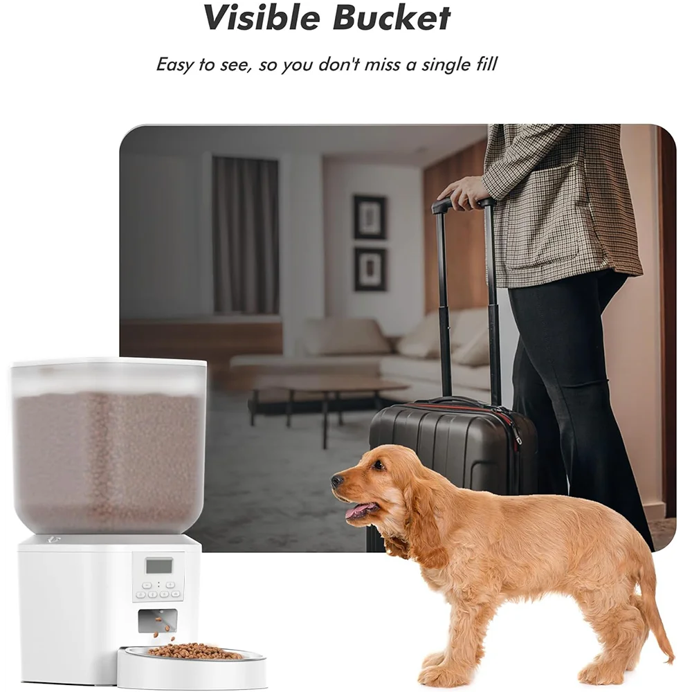 Nityers 8L Automatic Cat Feeder With Voice Recorder And Stainless Steel Bowl