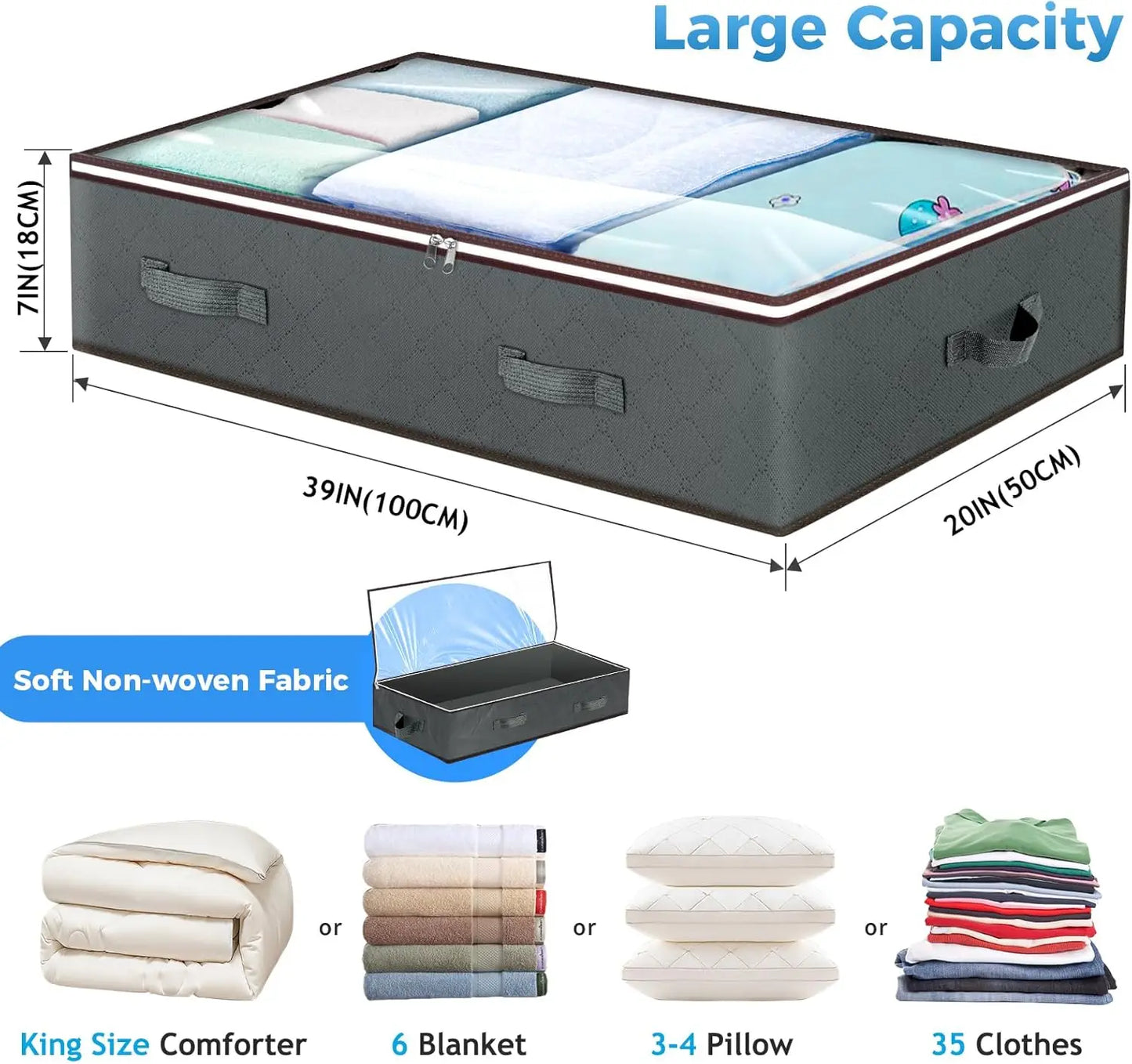 Foldable Under Bed Storage Containers For Linen And Clothing
