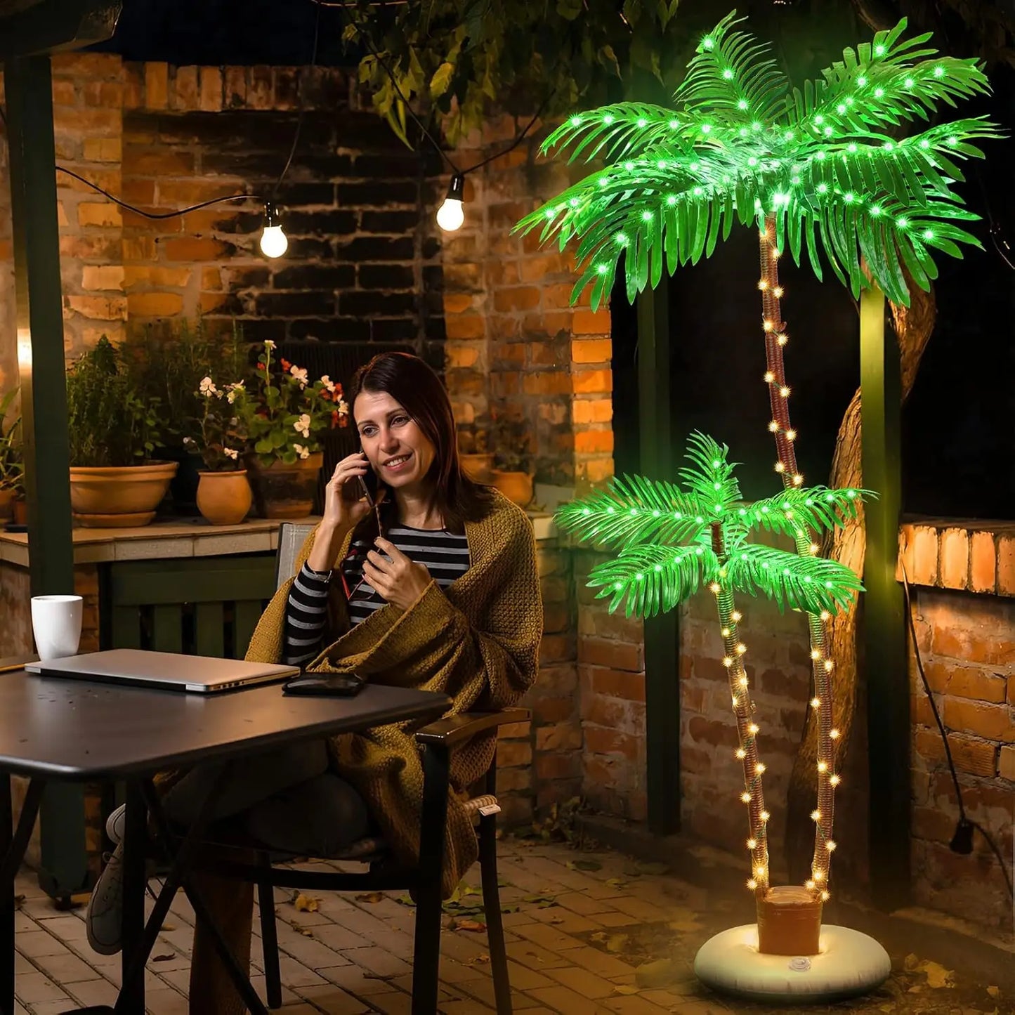 Solar Powered LED Tree Lights for Outdoor Pool Deck Decor