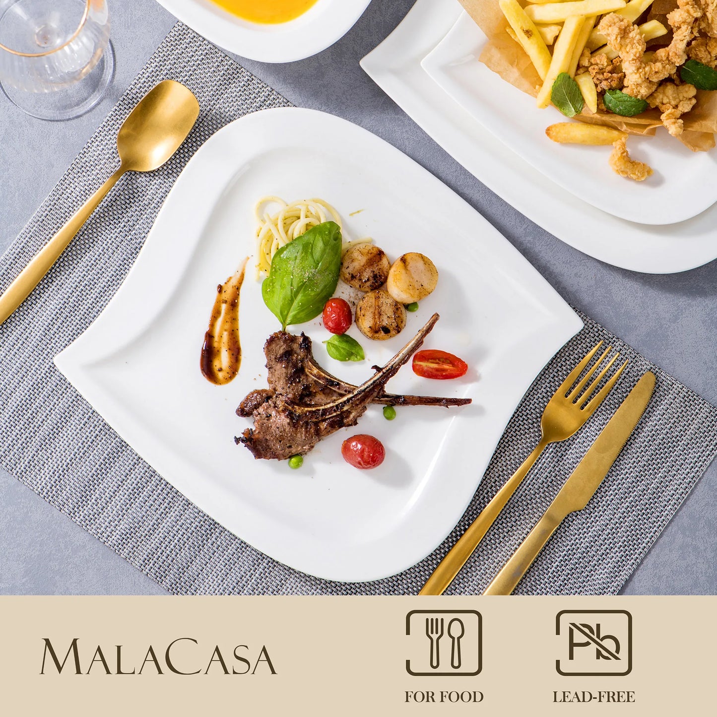MALACASA Porcelain Dinnerware Set For 6 And 12 Service