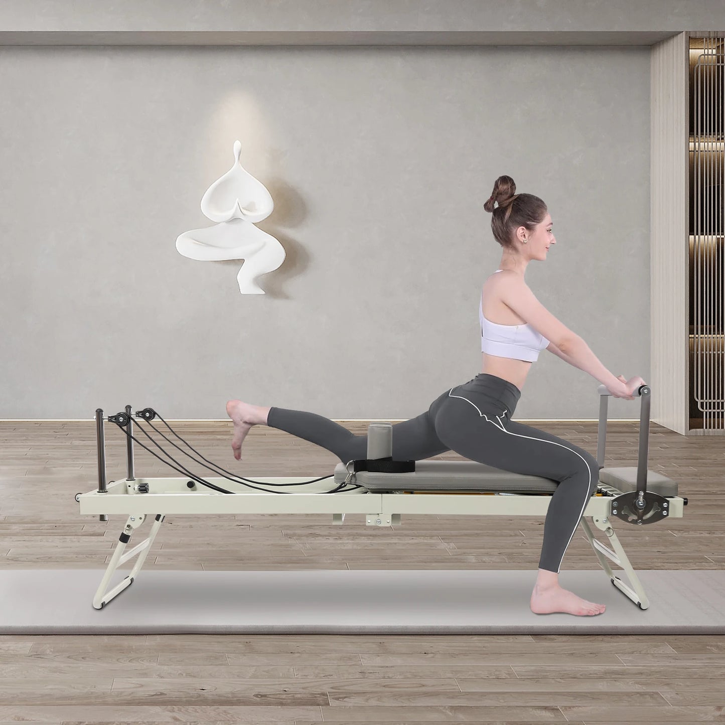 Foldable Pilates Reformer Machine 120kg Capacity For Home Fitness