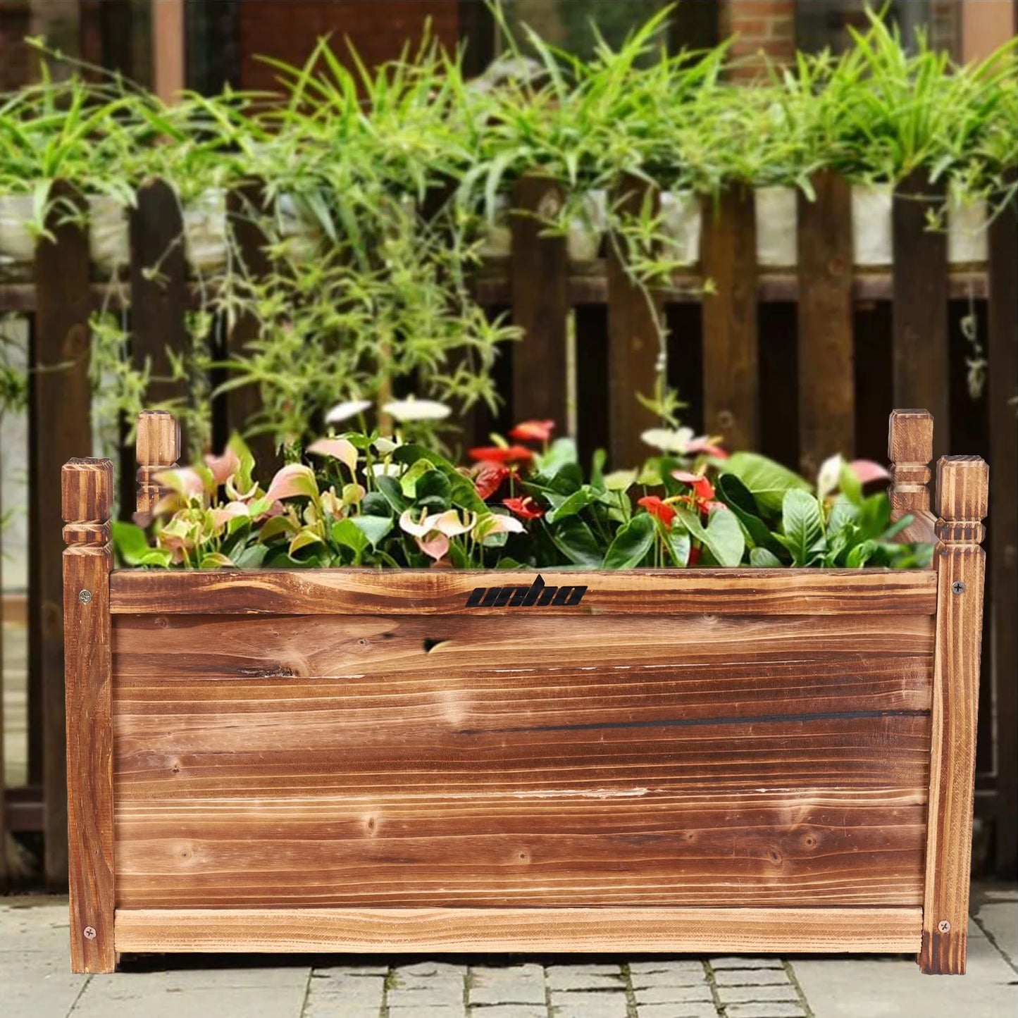 Wood Planter Box Outdoor Raised Garden For Flowers And Vegetables