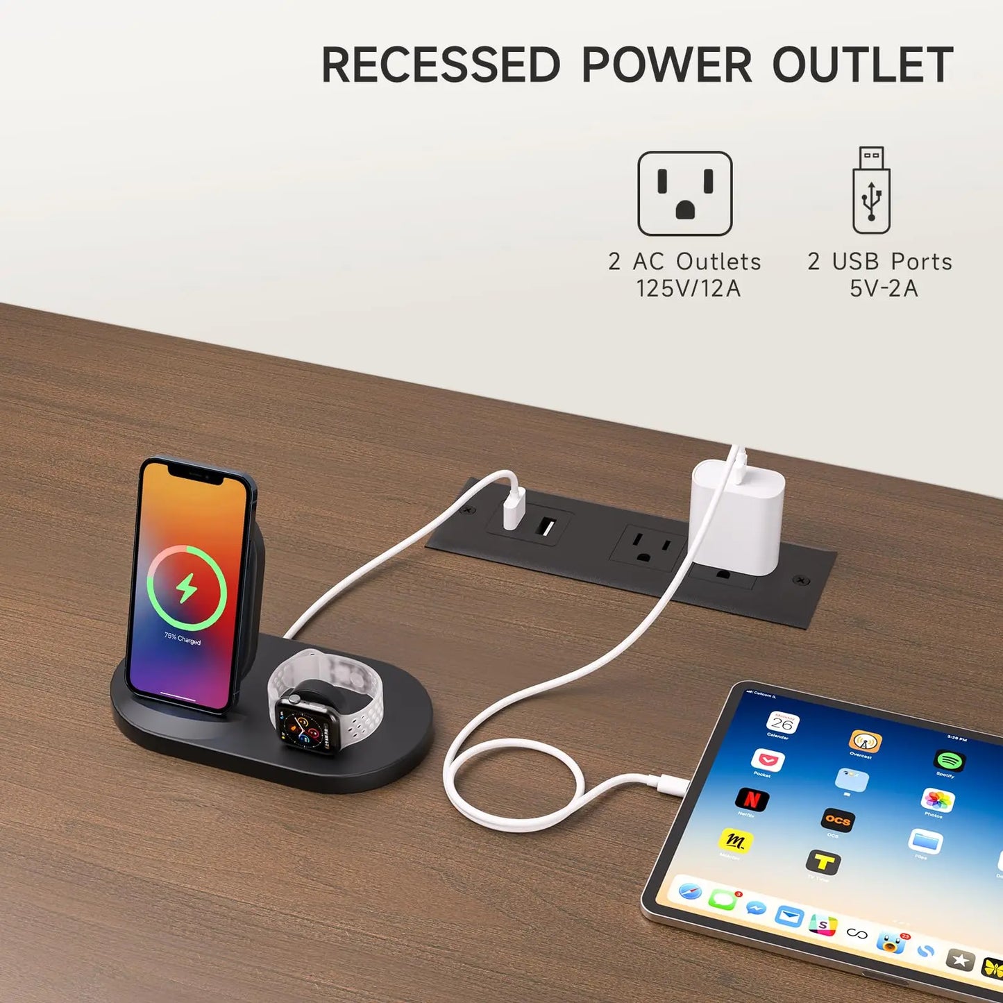 ONBRILL Modern TV Stand With Power Outlet And Storage