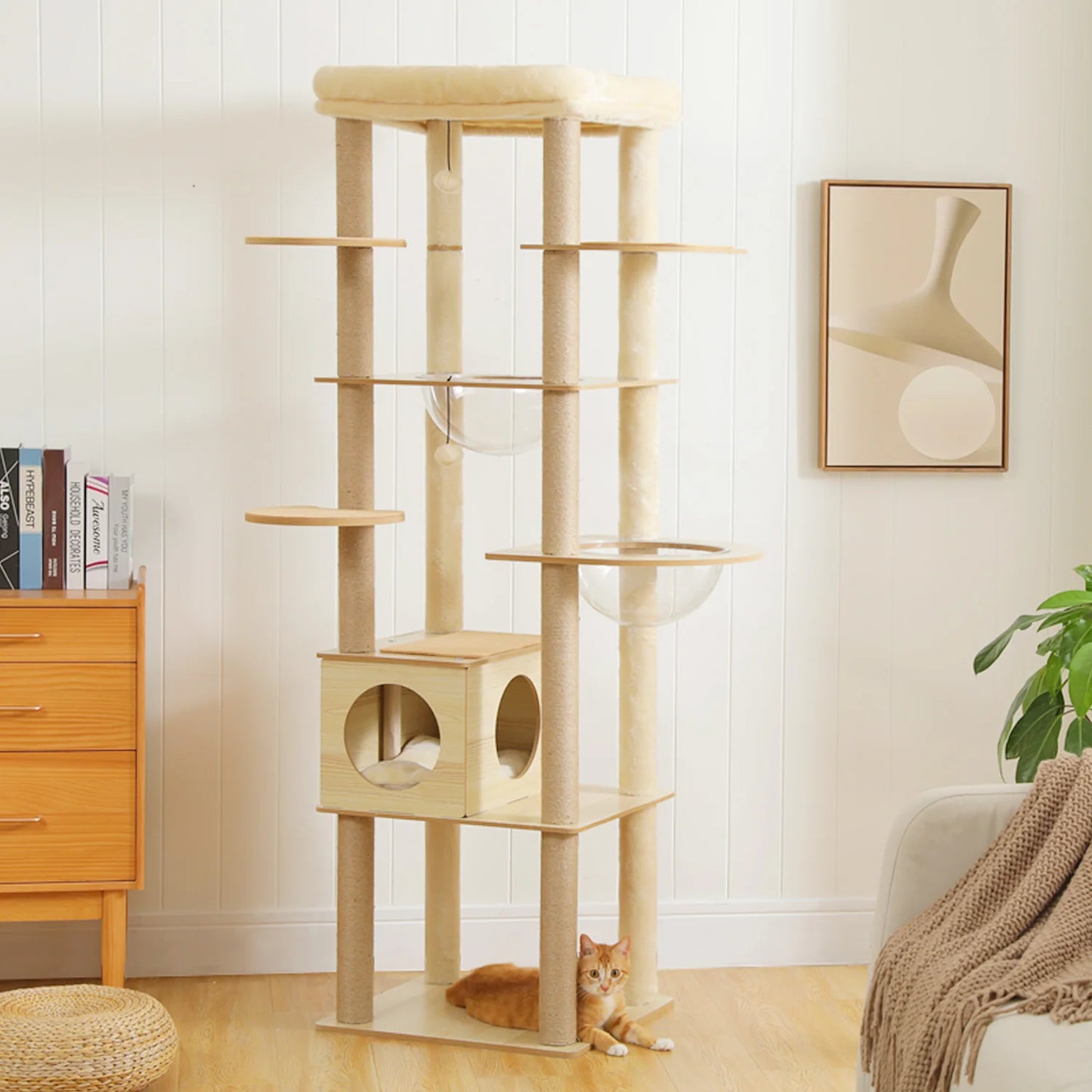 PAWZ Ro Multilevel Cat Tree Wood Tower With Scratching Posts