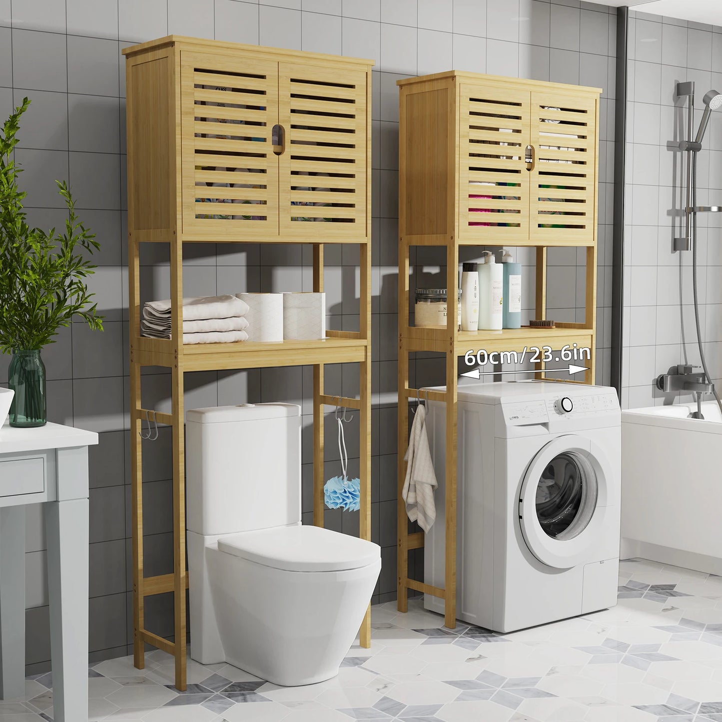 Over Toilet Storage Cabinet Tall Bathroom Organizer With Adjustable Shelves