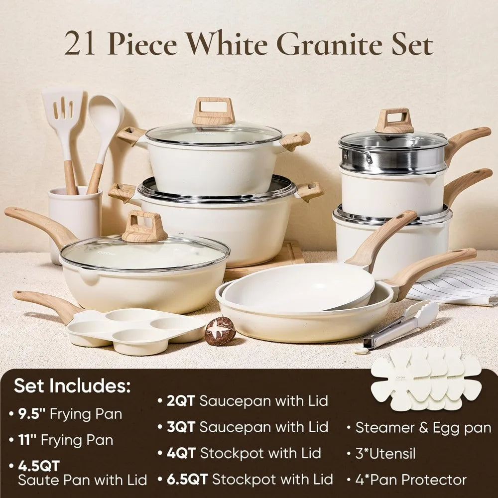 Carote 21Pcs Pots And Pans Set Nonstick Cookware Induction Ready