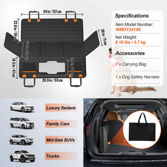 SucceBuy Back Seat Extender Dog Hammock With Mesh Window