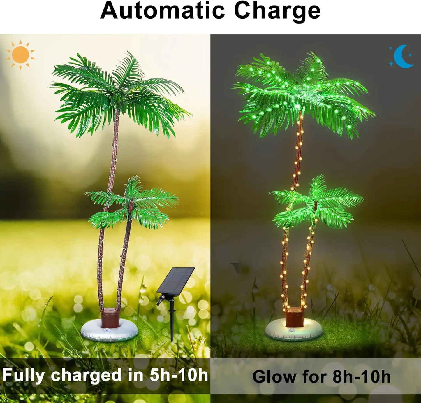 Solar Powered LED Tree Lights for Outdoor Pool Deck Decor