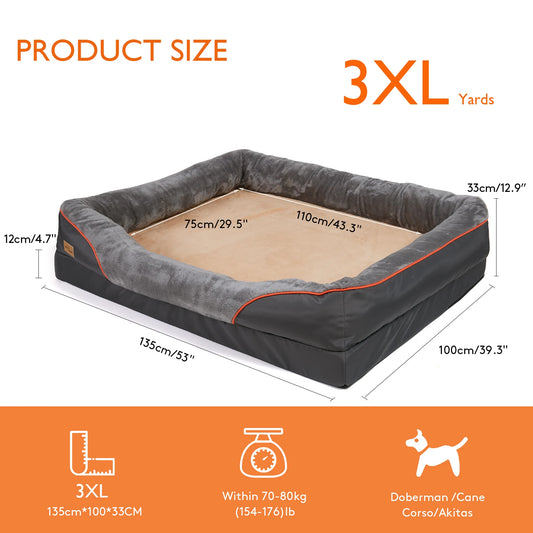 BINGOPAW Orthopedic Memory Foam Dog Bed With Bolsters