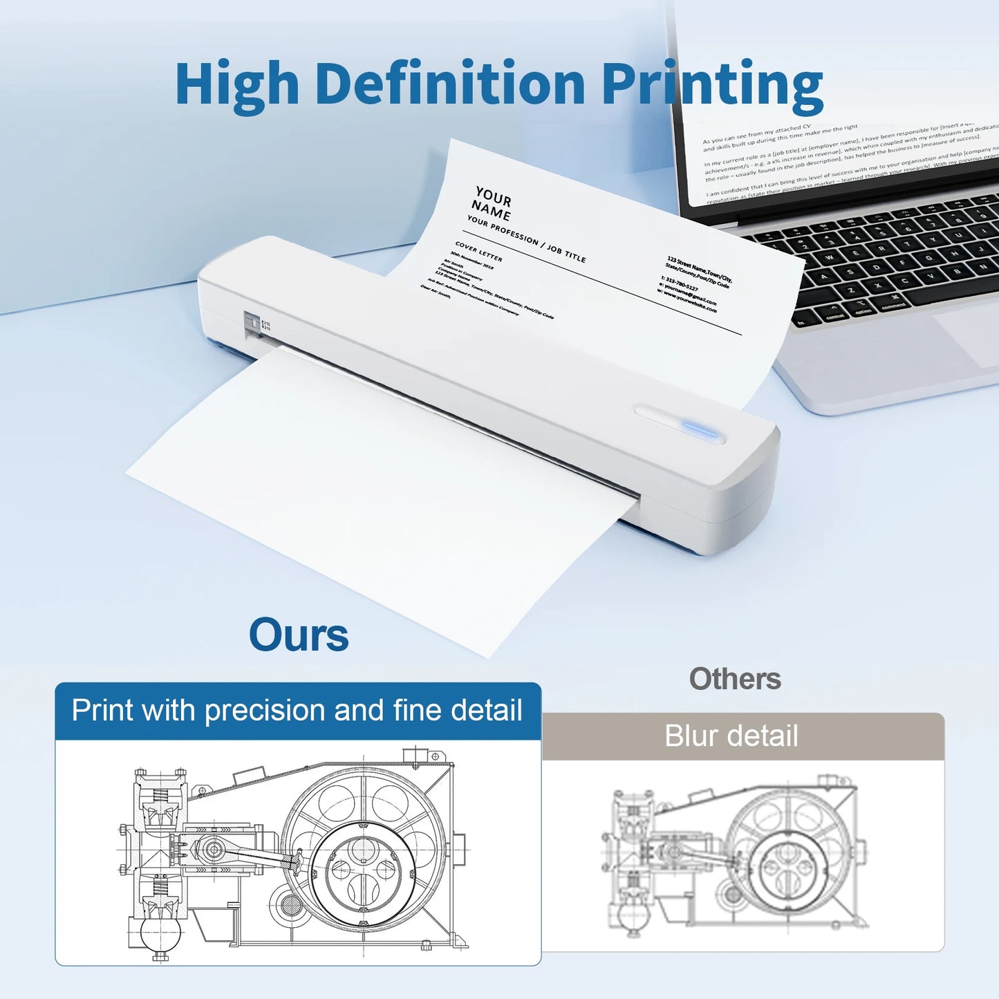 TakeYou Portable Inkless Bluetooth Thermal Printer 300DPI