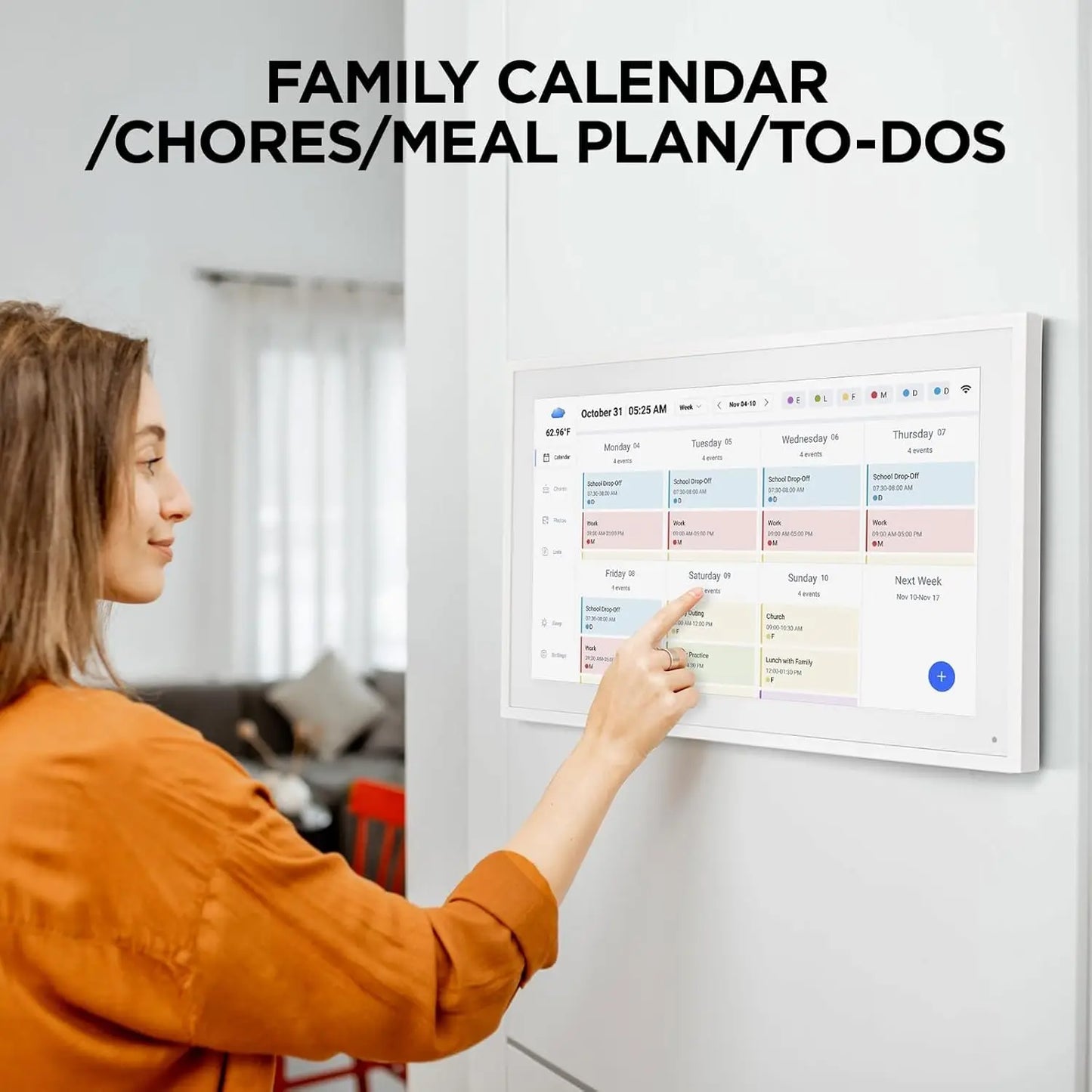 Smart Digital Calendar Wall Display For Family Meal Planner
