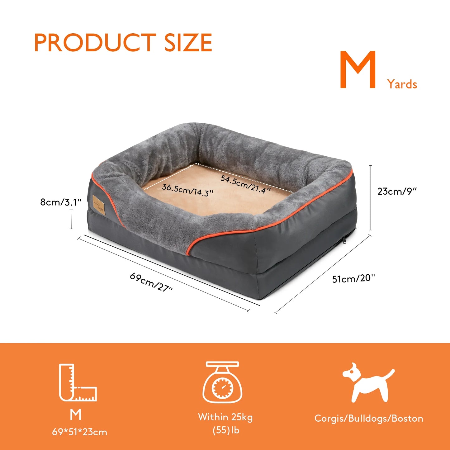 BINGOPAW Orthopedic Memory Foam Dog Bed With Bolsters