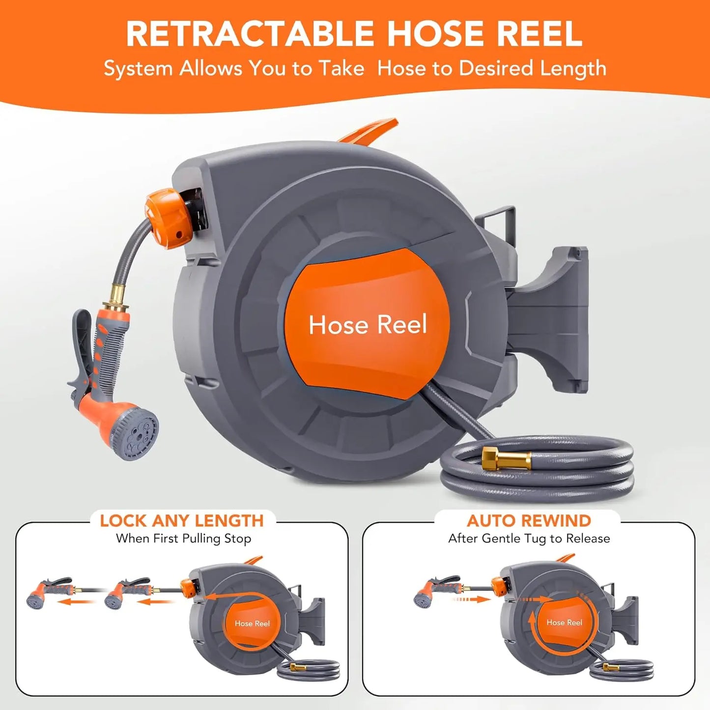 Twister.CK Retractable Garden Hose Reel With 9 Function Sprayer