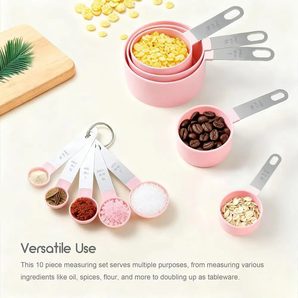 Measuring Cups And Spoons Set With Stackable Stainless Steel Handles