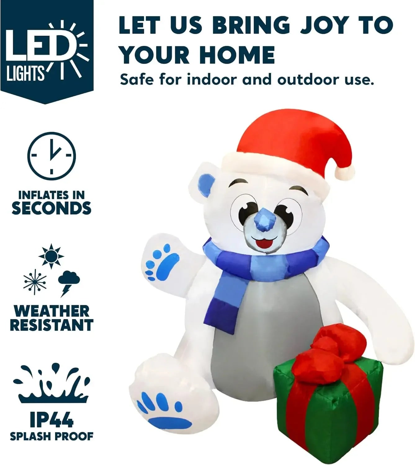 Joyfy Polar Bear LED Christmas Inflatable Outdoor Decoration