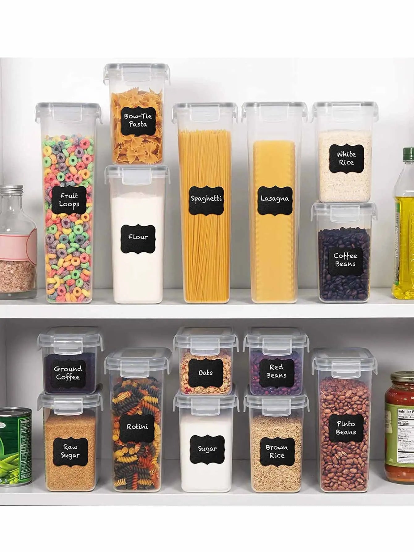24Pcs Airtight Food Storage Containers With Labels For Pantry Organization