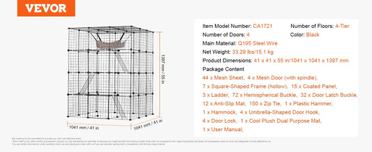 SucceBuy Cat Cage Detachable Metal Wire Enclosure With Front Doors